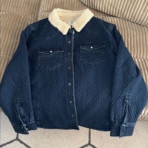 Flint and Tinder UNWORN New Sherpa-Lined Quilted Bone Button Western Shirt Large